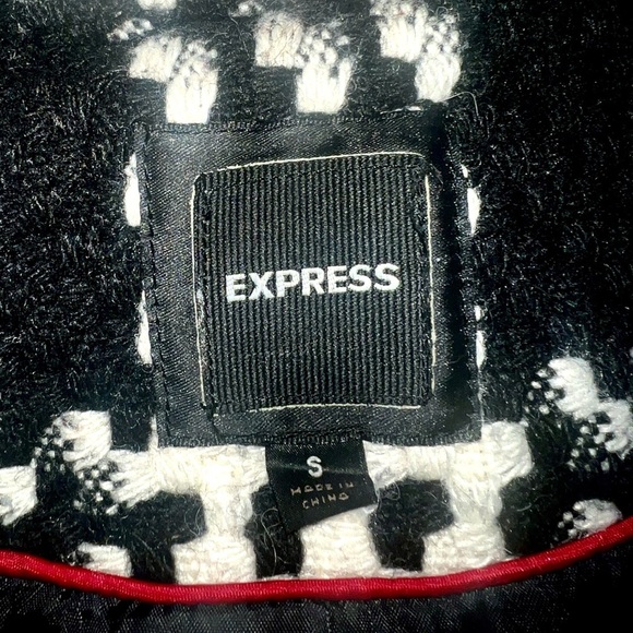 Express checkered/houndstooth wool-blend coat sz sm - Picture 4 of 5